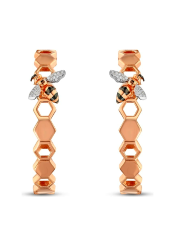 Купить Серьги Bee Goddess Honeycomb Розовое золото – премиальные ZhannaKanGroup