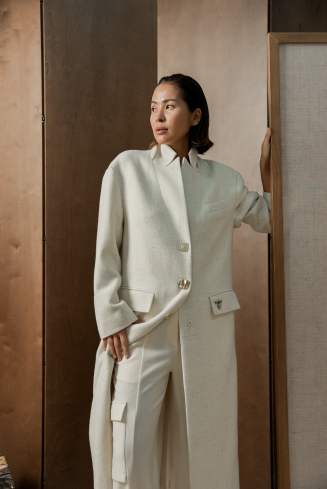 Купить Пальто Zardozi Shades of White Шерсть – премиальные верхняя одежда ZhannaKanGroup