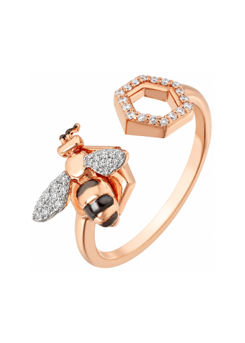 Buy Ring Bee Goddess Honeycomb Rose Gold – premium rings by ZhannaKanGroup