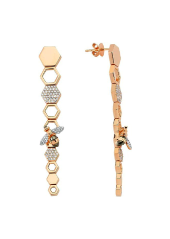Купить Серьги Bee Goddess Honeycomb Розовое золото – премиальные ZhannaKanGroup