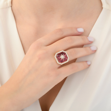 Купить Кольцо Bee Goddess Venus Star Розовое золото – премиальные кольца ZhannaKanGroup