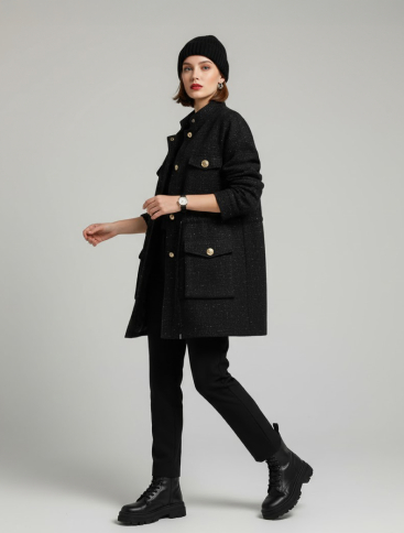 Купить Парка Zardozi Shades of Black Шерсть – премиальные верхняя одежда ZhannaKanGroup