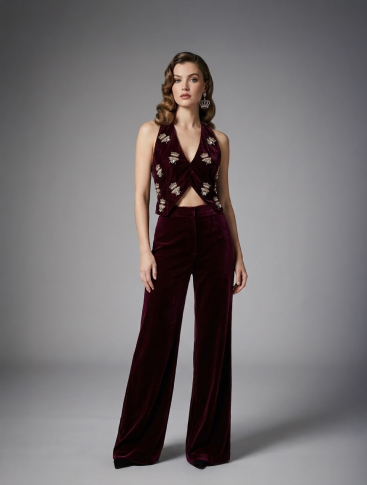 Купить Жилет Zardozi Takshila Couture Бархат – премиальные топы ZhannaKanGroup