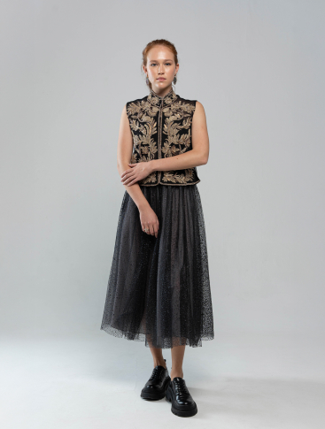 Купить Жилет Zardozi Takshila Couture Бархат – премиальные топы ZhannaKanGroup