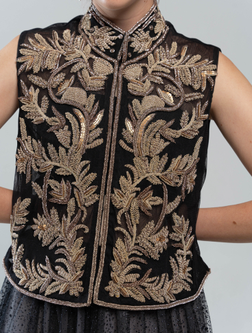 Купить Жилет Zardozi Takshila Couture Бархат – премиальные топы ZhannaKanGroup