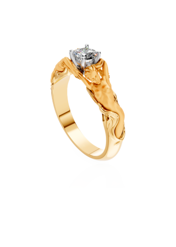 Купить Кольцо CarreraYCarrera Solitario Juntos Желтое золото – премиальные кольца ZhannaKanGroup