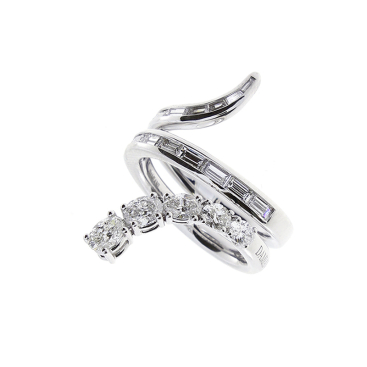 Купить Кольцо Damiani Fantasy Cut Белое золото – премиальные кольца ZhannaKanGroup