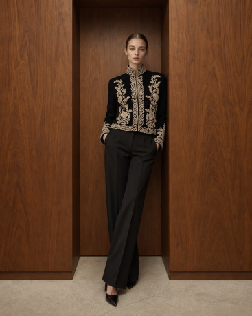 Buy Jacket Zardozi Takshila Couture Velvet – premium costumes by ZhannaKanGroup