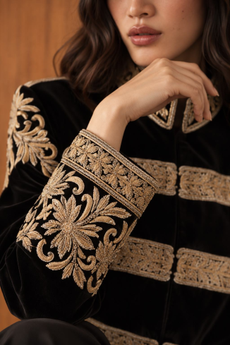 Купить Пиджак Zardozi Takshila Couture Бархат – премиальные костюмы ZhannaKanGroup