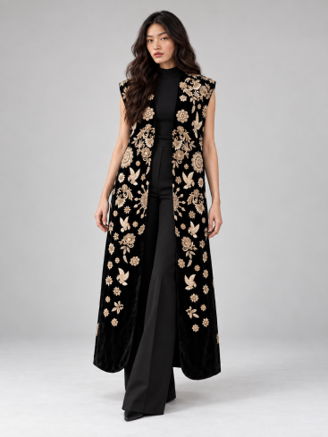 Buy Vest Zardozi Takshila Couture Velvet – premium tops by ZhannaKanGroup