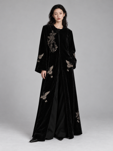 Халат Zardozi Takshila Couture Бархат сатып алыңыз – ZhannaKanGroup премиум сыртқы киім