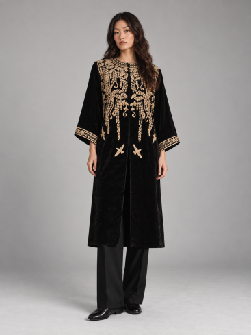 Buy Bathrobe Zardozi Takshila Couture Velvet – premium outerwear by ZhannaKanGroup