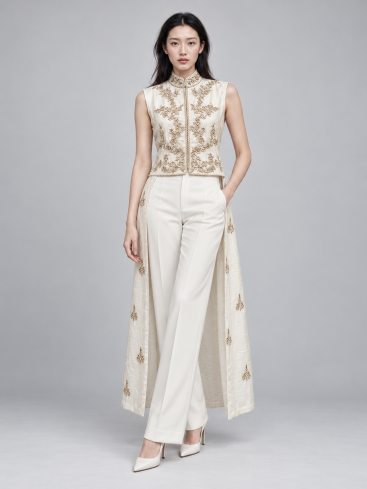 Buy Vest Zardozi Takshila Couture Velvet – premium tops by ZhannaKanGroup