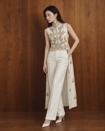 Buy Vest Zardozi Takshila Couture Velvet – premium tops by ZhannaKanGroup