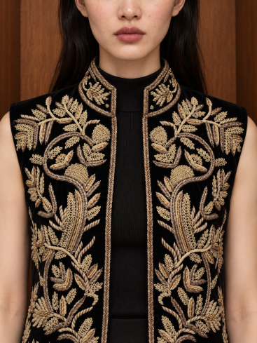 Купить Жилет Zardozi Takshila Couture Бархат – премиальные топы ZhannaKanGroup