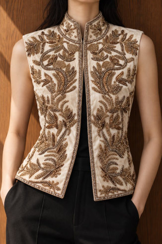 Купить Жилет Zardozi Takshila Couture Бархат – премиальные топы ZhannaKanGroup